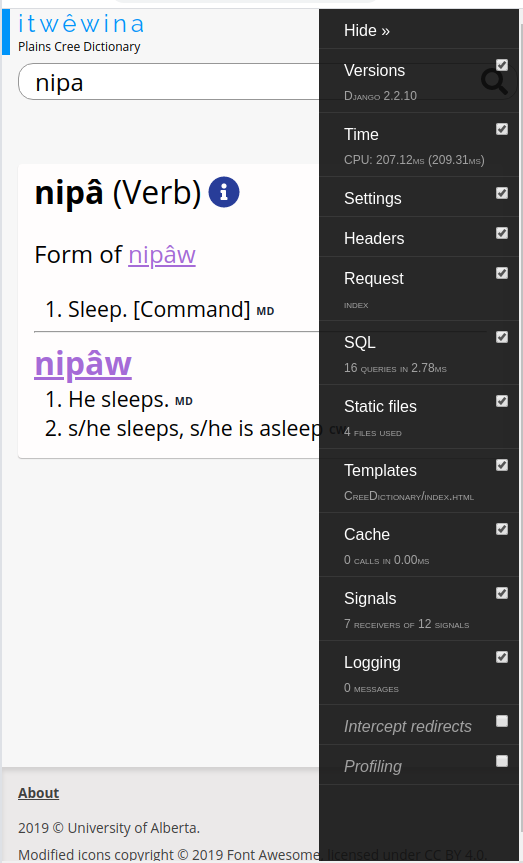 django debug toolbar